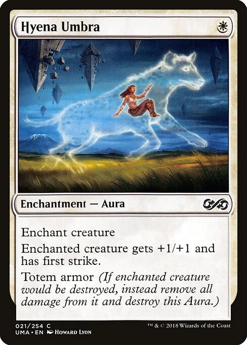 Hyena Umbra, carta Magic di tipo Enchantment — Aura illustrata da Howard Lyon