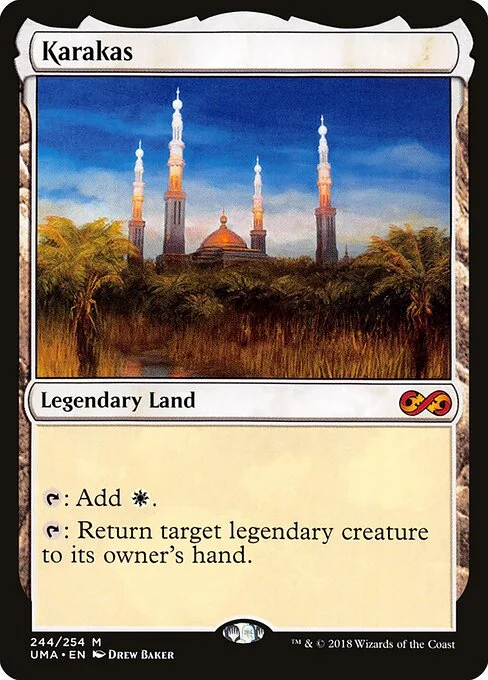 Karakas, carta Magic di tipo Legendary Land illustrata da Drew Baker
