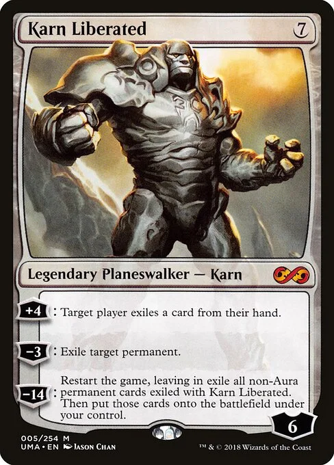 Karn Liberated, carta Magic di tipo Legendary Planeswalker — Karn illustrata da Jason Chan