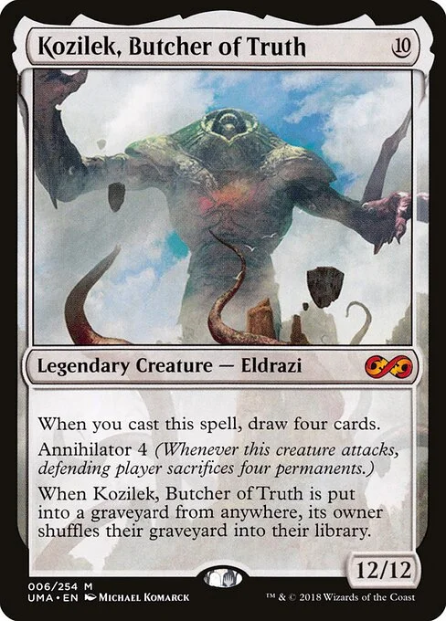 Kozilek, Butcher of Truth, carta Magic di tipo Legendary Creature — Eldrazi illustrata da Michael Komarck
