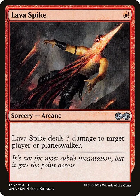 Lava Spike, carta Magic di tipo Sorcery — Arcane illustrata da Igor Kieryluk