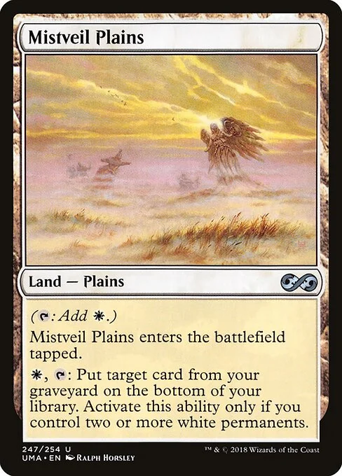 Mistveil Plains, carta Magic di tipo Land — Plains illustrata da Ralph Horsley