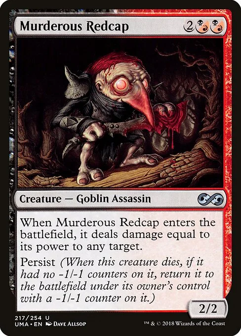Murderous Redcap, carta Magic di tipo Creature — Goblin Assassin illustrata da Dave Allsop