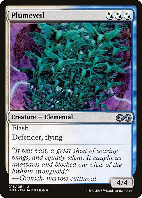 Plumeveil, carta Magic di tipo Creature — Elemental illustrata da Nils Hamm