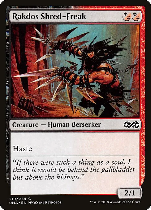Rakdos Shred-Freak, carta Magic di tipo Creature — Human Berserker illustrata da Wayne Reynolds