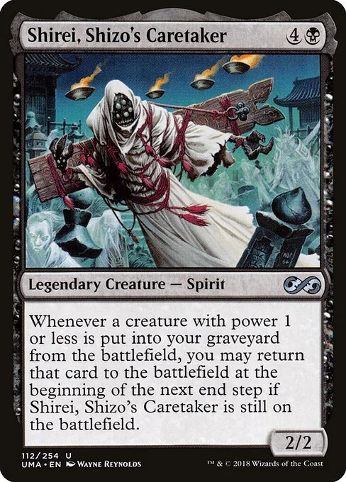 Shirei, Shizo's Caretaker, carta Magic di tipo Legendary Creature — Spirit illustrata da Wayne Reynolds