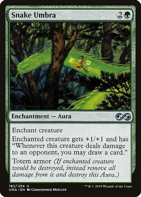 Snake Umbra, carta Magic di tipo Enchantment — Aura illustrata da Christopher Moeller