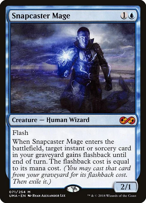 Snapcaster Mage, carta Magic di tipo Creature — Human Wizard illustrata da Ryan Alexander Lee