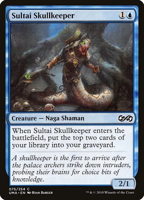 Sultai Skullkeeper, carta Magic di tipo Creature — Snake Shaman illustrata da Ryan Barger