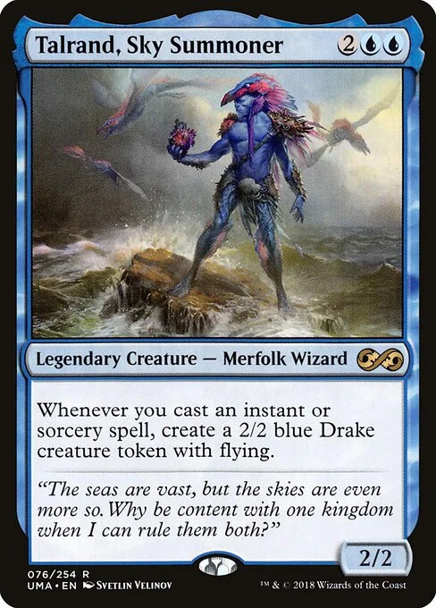 Talrand, Sky Summoner, carta Magic di tipo Legendary Creature — Merfolk Wizard illustrata da Svetlin Velinov