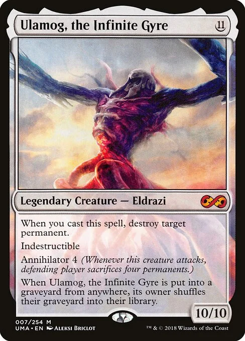 Ulamog, the Infinite Gyre, carta Magic di tipo Legendary Creature — Eldrazi illustrata da Aleksi Briclot