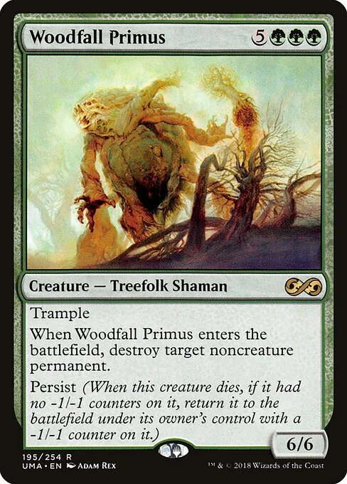 Woodfall Primus, carta Magic di tipo Creature — Treefolk Shaman illustrata da Adam Rex
