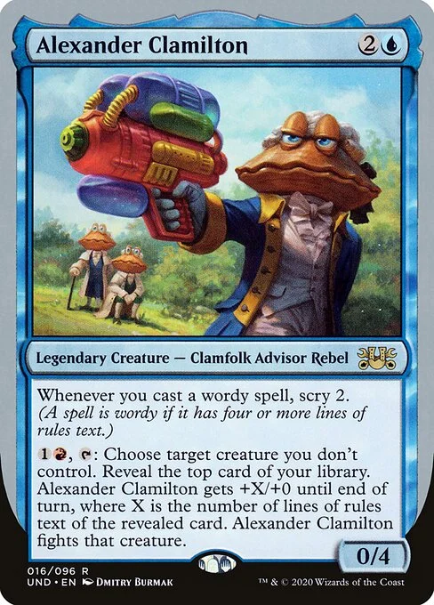 Alexander Clamilton, carta Magic di tipo Legendary Creature — Clamfolk Advisor Rebel illustrata da Dmitry Burmak