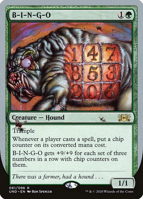 B-I-N-G-O, carta Magic di tipo Creature — Dog illustrata da Ron Spencer