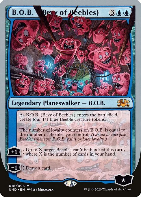 B.O.B. (Bevy of Beebles), carta Magic di tipo Legendary Planeswalker — B.O.B. illustrata da Jeff Miracola