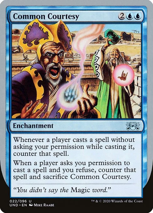 Common Courtesy, carta Magic di tipo Enchantment illustrata da Mike Raabe