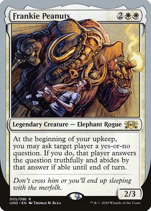 Frankie Peanuts, carta Magic di tipo Legendary Creature — Elephant Rogue illustrata da Thomas M. Baxa