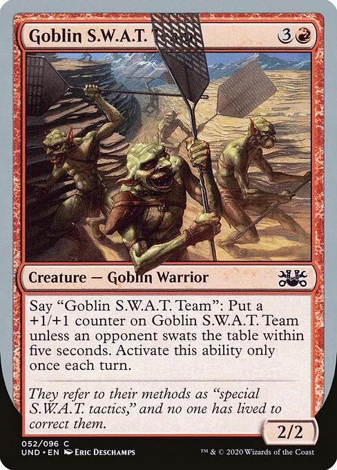 Goblin S.W.A.T. Team, carta Magic di tipo Creature — Goblin Warrior illustrata da Eric Deschamps