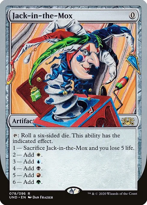 Jack-in-the-Mox, carta Magic di tipo Artifact illustrata da Dan Frazier