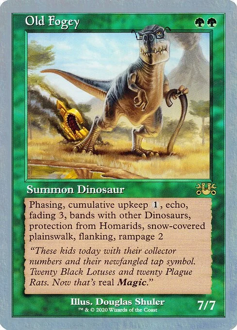 Old Fogey, carta Magic di tipo Summon — Dinosaur illustrata da Douglas Shuler