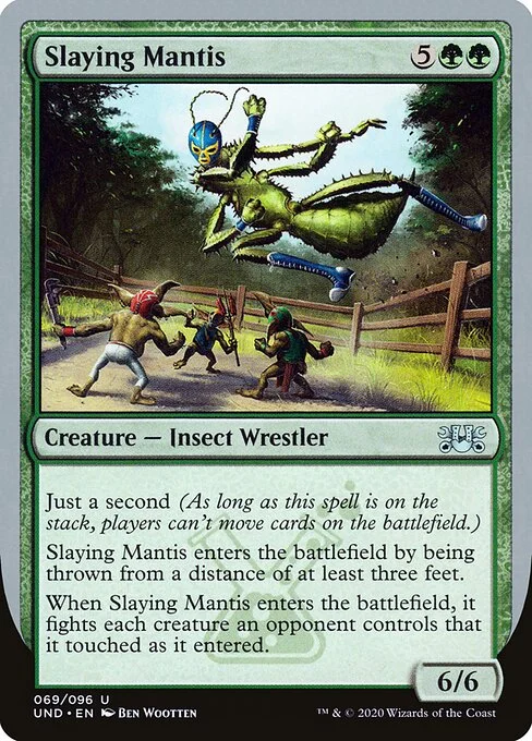 Slaying Mantis, carta Magic di tipo Creature — Insect Wrestler illustrata da Ben Wootten