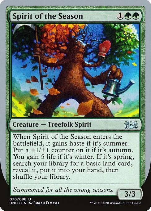 Spirit of the Season, carta Magic di tipo Creature — Treefolk Spirit illustrata da Emrah Elmasli