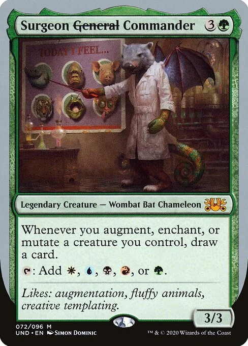 Surgeon General Commander, carta Magic di tipo Legendary Creature — Wombat Bat Chameleon illustrata da Simon Dominic