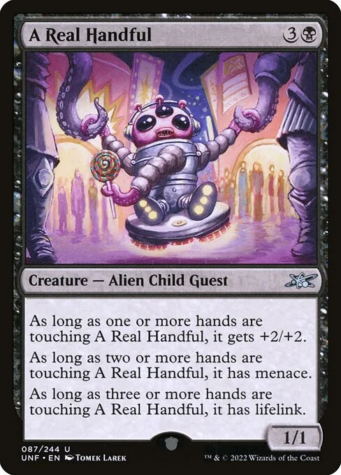 A Real Handful, carta Magic di tipo Creature — Alien Child Guest illustrata da Tomek Larek