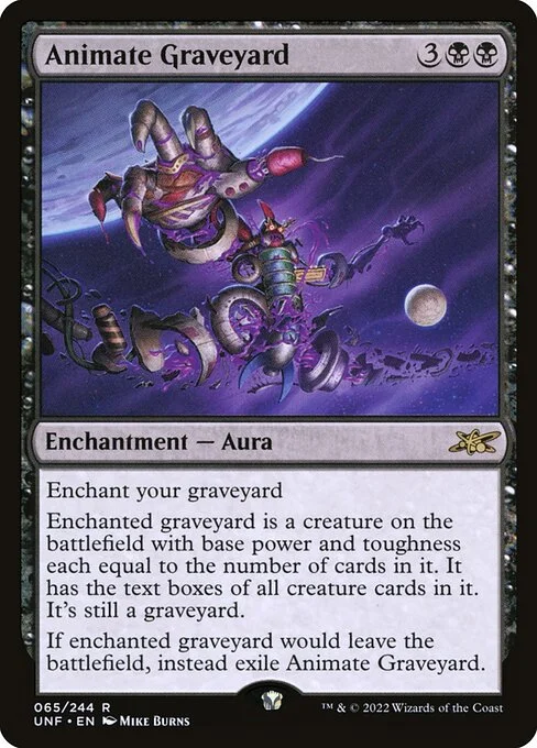 Animate Graveyard, carta Magic di tipo Enchantment — Aura illustrata da Mike Burns