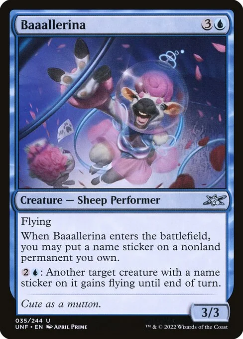 Baaallerina, carta Magic di tipo Creature — Sheep Performer illustrata da April Prime