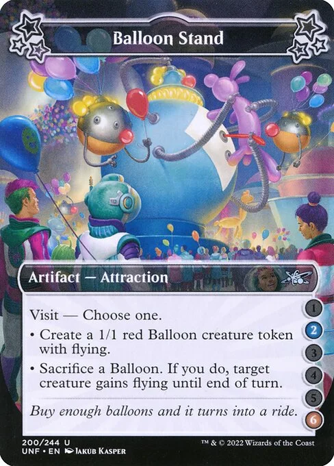 Balloon Stand, carta Magic di tipo Artifact — Attraction illustrata da Jakub Kasper