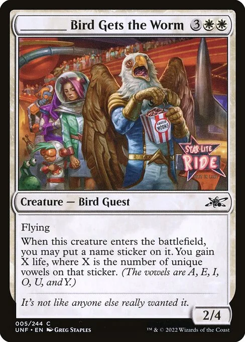 _____ Bird Gets the Worm, carta Magic di tipo Creature — Bird Guest illustrata da Greg Staples