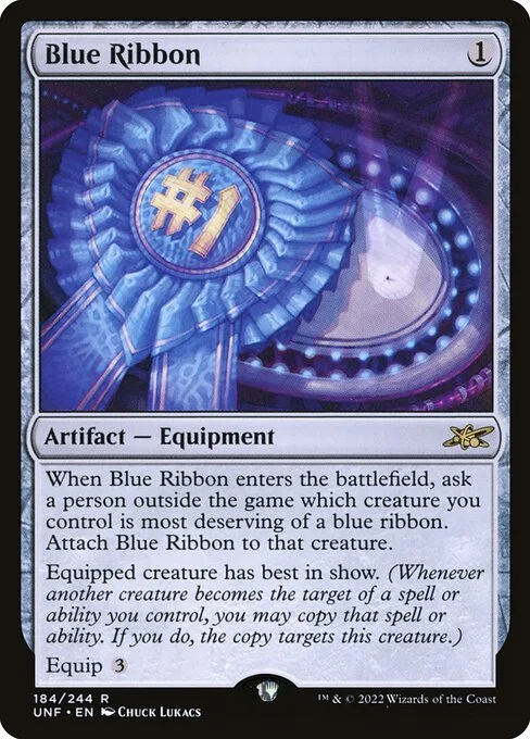 Blue Ribbon, carta Magic di tipo Artifact — Equipment illustrata da Chuck Lukacs