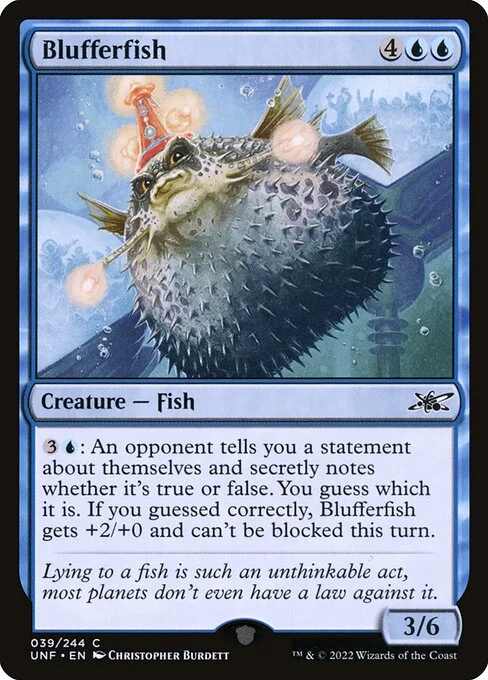 Blufferfish, carta Magic di tipo Creature — Fish illustrata da Christopher Burdett