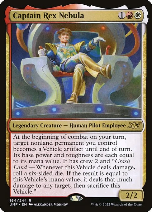 Captain Rex Nebula, carta Magic di tipo Legendary Creature — Human Pilot Employee illustrata da Alexander Mokhov