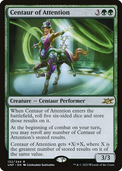 Centaur of Attention, carta Magic di tipo Creature — Centaur Performer illustrata da Leonardo Santanna