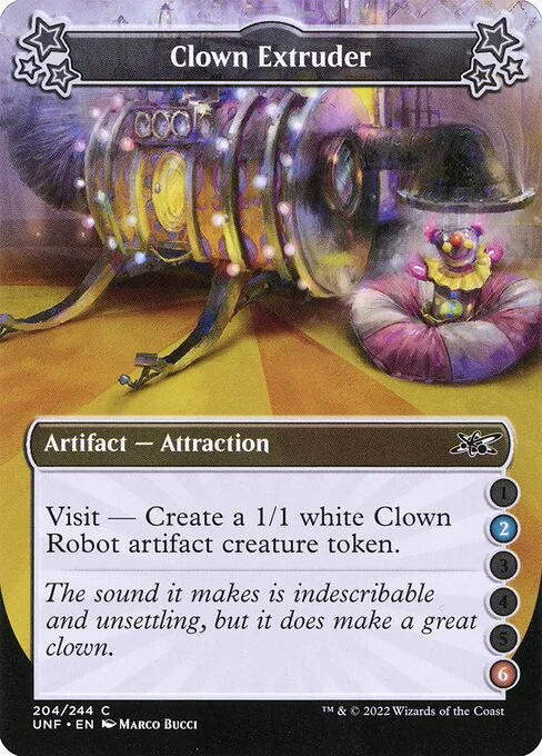 Clown Extruder, carta Magic di tipo Artifact — Attraction illustrata da Marco Bucci