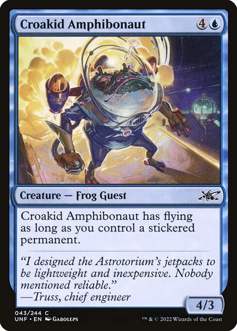 Croakid Amphibonaut, carta Magic di tipo Creature — Frog Guest illustrata da Gaboleps
