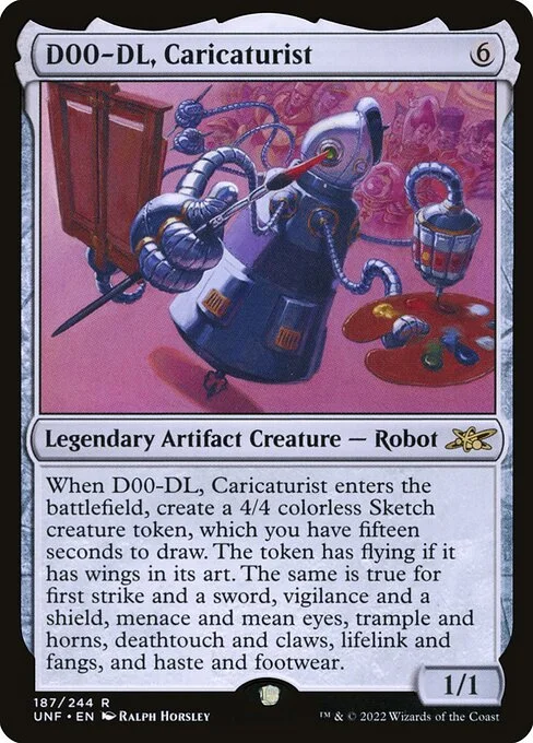 D00-DL, Caricaturist, carta Magic di tipo Legendary Artifact Creature — Robot illustrata da Ralph Horsley