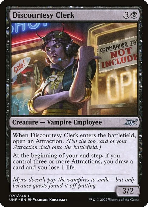 Discourtesy Clerk, carta Magic di tipo Creature — Vampire Employee illustrata da Vladimir Krisetskiy