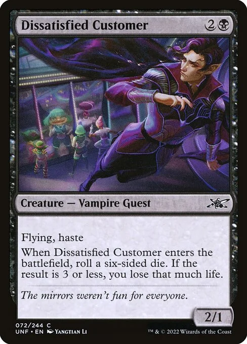 Dissatisfied Customer, carta Magic di tipo Creature — Vampire Guest illustrata da Yangtian Li
