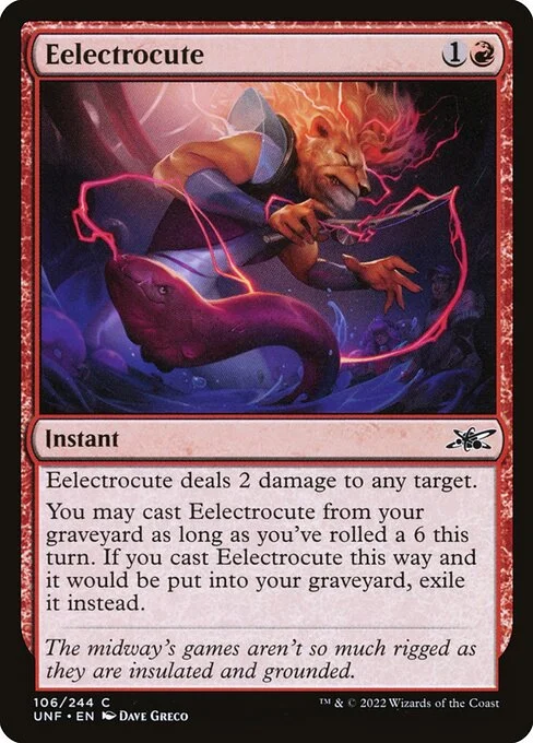 Eelectrocute, carta Magic di tipo Instant illustrata da Dave Greco