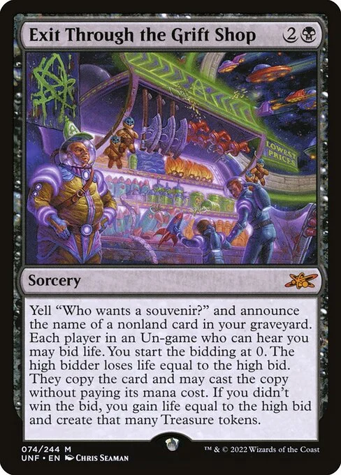 Exit Through the Grift Shop, carta Magic di tipo Sorcery illustrata da Chris Seaman