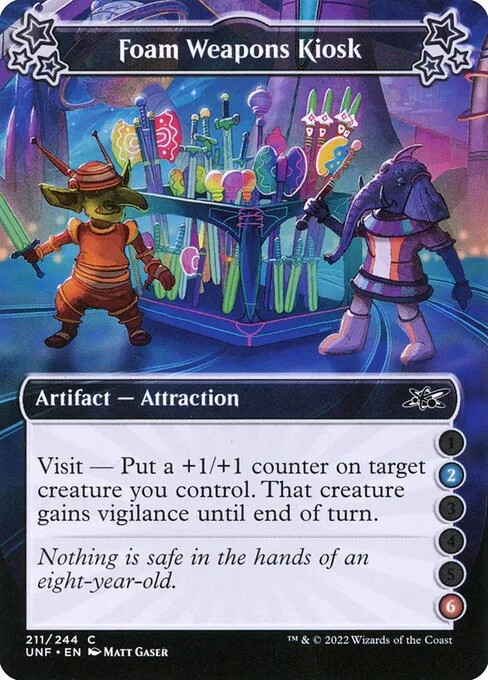 Foam Weapons Kiosk, carta Magic di tipo Artifact — Attraction illustrata da Matt Gaser