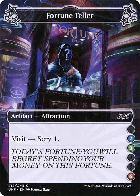 Fortune Teller, carta Magic di tipo Artifact — Attraction illustrata da Jamroz Gary