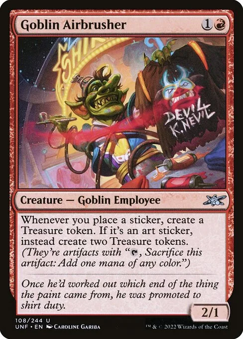 Goblin Airbrusher, carta Magic di tipo Creature — Goblin Employee illustrata da Caroline Gariba