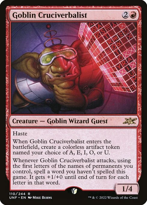Goblin Cruciverbalist, carta Magic di tipo Creature — Goblin Wizard Guest illustrata da Mike Burns