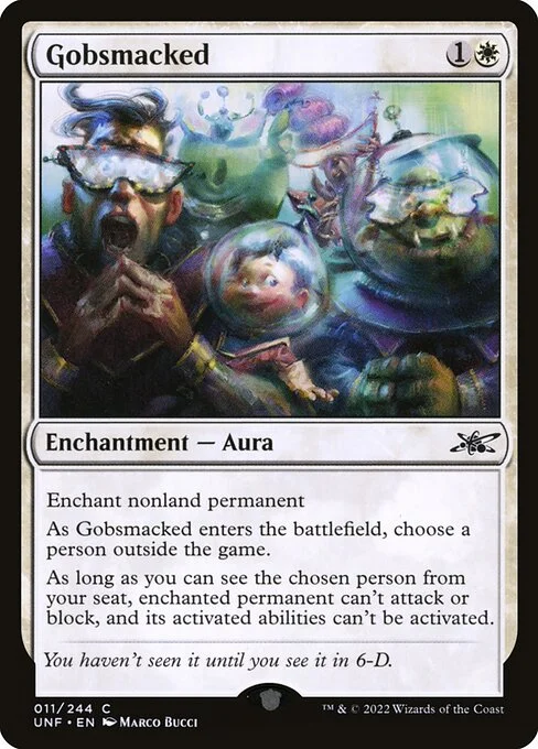 Gobsmacked, carta Magic di tipo Enchantment — Aura illustrata da Marco Bucci