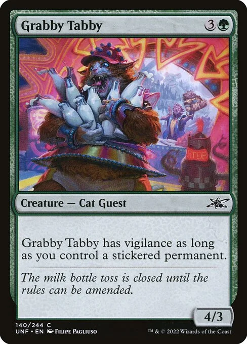 Grabby Tabby, carta Magic di tipo Creature — Cat Guest illustrata da Filipe Pagliuso