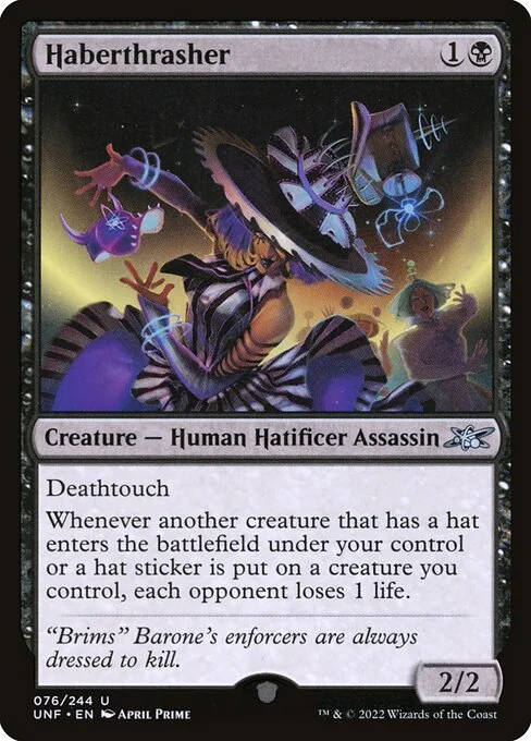 Haberthrasher, carta Magic di tipo Creature — Human Hatificer Assassin illustrata da April Prime